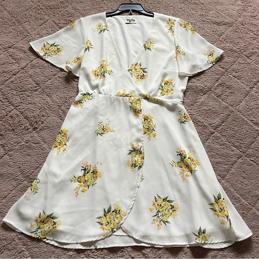 Show Me Your MuMu Andrea Floral Mini Wrap Dress Preppy Homecoming Sz XS